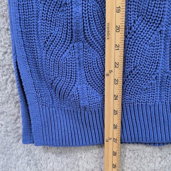 Talbots Chevron Pointelle Cable Knit Draped Poncho XS/S Blue Sleeveless - Picture 5 of 8